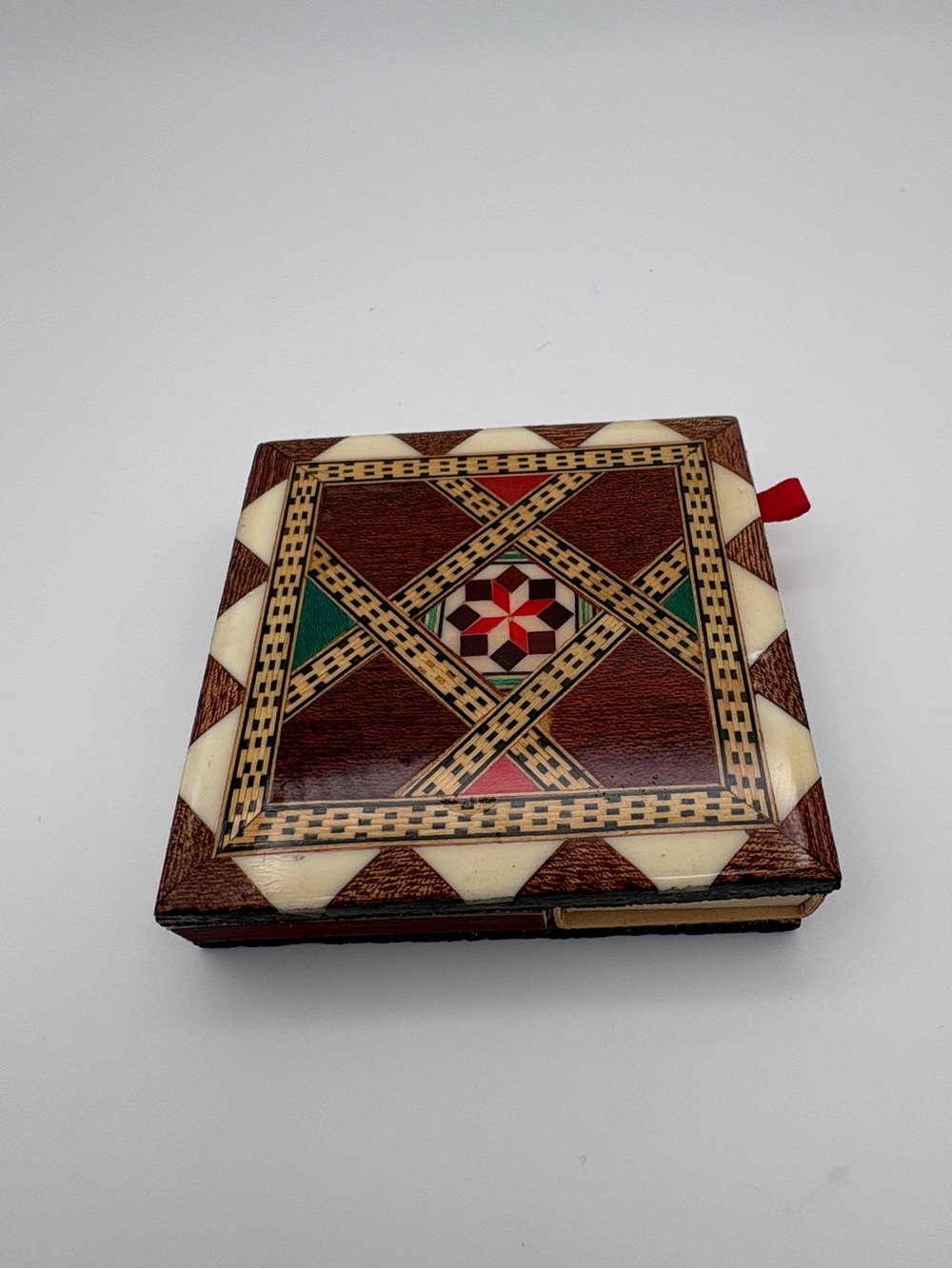 Wooden Marquetry Lacquered  Mosaic Wood Inlay Matchbox Holder